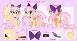 Size: 4160x2269 | Tagged: safe, artist:2pandita, oc, oc:tender mist, pegasus, pony, bow, butt, female, hair, mare, plot, reference sheet, solo