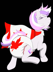 Size: 945x1280 | Tagged: safe, artist:clandestinewing, oc, oc only, oc:glam rock, pony, black background, canada, canada day, dancing, diaper, diaper fetish, fetish, non-baby in diaper, simple background, solo