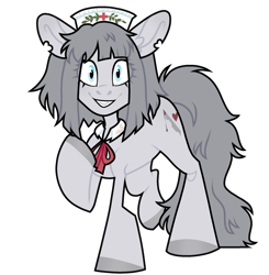 Size: 1600x1635 | Tagged: safe, artist:dilfistic, oc, oc only, earth pony, pony, colored hooves, earth pony oc, female, grin, hat, mare, simple background, smiling, torn ear, transparent background