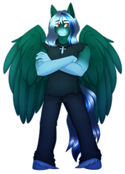 Size: 1318x1833 | Tagged: safe, artist:purplegrim40, oc, oc only, pegasus, anthro, unguligrade anthro, clothes, crossed arms, male, pegasus oc, simple background, solo, transparent background, unshorn fetlocks, wings