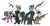 Size: 2101x1080 | Tagged: safe, alternate version, artist:monx94, oc, oc:harmonious justice, oc:katherine, deer, earth pony, griffon, koala, original species, pegasus, pony, shark, shark pony, unicorn, ak-47, assault rifle, desert eagle, dragunov, full body, group, gun, military, mp-40, rifle, shotgun, simple background, submachinegun, tommy gun, transparent background, uzi, weapon