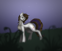 Size: 5500x4500 | Tagged: safe, artist:chris_wy, oc, oc only, oc:cj vampire, earth pony, pony, commission, grass, grass field, scenery, solo, ych result