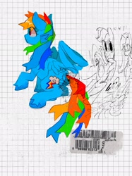 Size: 1535x2048 | Tagged: safe, artist:poneko-chan, rainbow dash, pegasus, pony, g4, eye clipping through hair, female, graph paper, mare, traditional art, wings