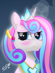 Size: 2400x3200 | Tagged: safe, artist:_cobalttuelatte, gameloft, princess flurry heart, alicorn, pony, g4, blushing, crown, cute, female, flurrybetes, gameloft interpretation, high res, jewelry, mare, older, older flurry heart, regalia, smiling