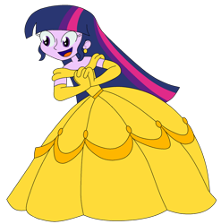 Size: 1024x1035 | Tagged: safe, artist:rarity525, twilight sparkle, human, equestria girls, g4, belle, clothes, clothes swap, dress, evening gloves, gloves, gown, long gloves, simple background, solo, transparent background