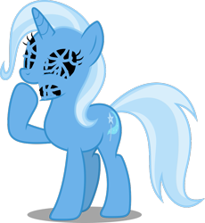 Size: 857x932 | Tagged: safe, artist:dashiesparkle edit, artist:kingentheo1, edit, trixie, g4, 1000 hours in ms paint, abuse, creepy, simple background, solo, transparent background, trixiebuse
