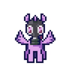 Size: 768x768 | Tagged: safe, artist:um89s, artist:ume89s, twilight sparkle, alicorn, pony, g4, female, gas mask, horn, mare, mask, pixel art, simple background, solo, spread wings, twilight sparkle (alicorn), white background, wings