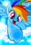 Size: 2894x4093 | Tagged: safe, artist:rainbowdashsuki, rainbow dash, pegasus, pony, g4, cloud, female, flying, mare, open mouth, sky, solo, sparkly eyes, spread wings, sun, underhoof, wingding eyes, wings