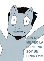 Size: 612x830 | Tagged: safe, artist:keithredpole616, oc, earth pony, pony, 1000 hours in ms paint, facial hair, irony, solo, spanish, text
