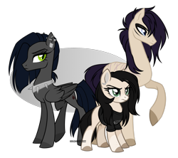 Size: 1800x1600 | Tagged: safe, artist:dementra369, oc, oc only, oc:coffin, oc:kira baer, oc:ruby drop, earth pony, pegasus, pony, accessory, base used, clothes, collar, concave belly, ear piercing, height difference, physique difference, piercing, scar, simple background, slender, thin, transparent background