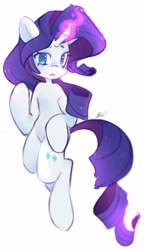 Size: 1180x2048 | Tagged: safe, artist:haichiroo, rarity, pony, unicorn, g4, female, glowing, glowing horn, horn, looking at you, magic, magic aura, mare, simple background, solo, white background