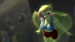 Size: 3840x2160 | Tagged: safe, artist:dangerousdpad, oc, oc:green screen, pegasus, anthro, 3d, anthro oc, breasts, cleavage, high res, source filmmaker, standing, wallpaper, wings, zoom layer