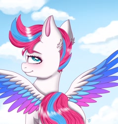 Size: 1958x2045 | Tagged: safe, artist:galaxy swirl, zipp storm, pegasus, pony, g5, spoiler:g5, female, looking at you, looking back, looking back at you, mare, smiling, smiling at you, solo, spread wings, wings