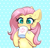 Size: 3111x3000 | Tagged: safe, artist:confetticakez, fluttershy, pegasus, pony, g4, abstract background, blushing, bust, chest fluff, cup, cute, daaaaaaaaaaaw, drinking, ear fluff, female, food, high res, hoof hold, looking at something, mare, mug, polka dot background, shyabetes, sipping, solo, sparkly eyes, starry eyes, tea, wingding eyes