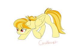 Size: 1236x818 | Tagged: safe, artist:alicemaple, edit, oc, oc only, oc:coralburst, pegasus, pony, cropped, female, mare, offspring, parent:braeburn, parent:lightning dust, parents:braedust, simple background, solo, transparent background