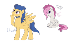 Size: 1760x1038 | Tagged: safe, artist:alicemaple, edit, oc, oc only, oc:drizzle (alicemaple), oc:swift flight, pegasus, pony, brother and sister, cropped, duo, female, male, mare, muttonchops, not flash sentry, offspring, parent:rumble, parent:scootaloo, parents:rumbloo, siblings, simple background, sitting, stallion, transparent background