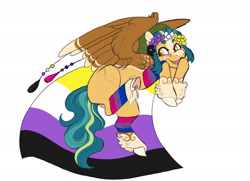 Size: 1920x1392 | Tagged: safe, artist:glorymoon, oc, oc only, pegasus, pony, bisexual pride flag, nonbinary pride flag, pride, pride flag, simple background, solo, white background