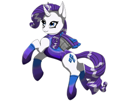 Size: 2923x2387 | Tagged: safe, artist:crystalfire562, rarity, pony, unicorn, g4, clothes, female, high res, jetpack, jumping, leotard, simple background, solo, transparent background