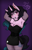 Size: 1320x2040 | Tagged: safe, artist:mscolorsplash, izzy moonbow, unicorn, anthro, g5, arm behind head, armpits, bare shoulders, black lipstick, breasts, busty izzy moonbow, choker, cleavage, clothes, dress, ear piercing, earring, eyebrow piercing, eyeshadow, female, fishnet gloves, fishnet stockings, goth, goth izzy, jewelry, lip piercing, lipstick, makeup, mare, minidress, nose piercing, nose ring, piercing, solo, spiked choker, strapless, thighs, wide hips