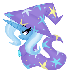Size: 1280x1280 | Tagged: safe, artist:ladylullabystar, trixie, pony, g4, brooch, bust, cape, clothes, hat, jewelry, portrait, simple background, solo, transparent background, trixie's brooch, trixie's cape, trixie's hat