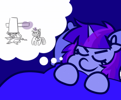 Size: 1200x992 | Tagged: safe, artist:threetwotwo32232, discord, twilight sparkle, alicorn, pony, g4, a worse ending for discord, abuse, animated, discordabuse, dream, female, gif, mare, sleeping, twibitch sparkle