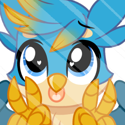 Size: 2000x2000 | Tagged: safe, artist:emberslament, gallus, griffon, g4, :p, cute, double peace sign, gallabetes, heart, heart eyes, high res, male, peace sign, simple background, solo, talons, tongue out, transparent background, wingding eyes, wings