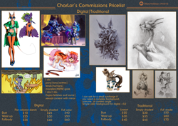 Size: 3507x2480 | Tagged: safe, artist:charlot, oc, pony, anthro, advertisement, any gender, any race, any species, commission, commission info, digital art, high res, price list, price sheet, traditional art