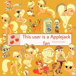 Size: 1080x1080 | Tagged: safe, editor:twenty.one.dolls, apple bloom, applejack, applejack (g1), baby applejack, earth pony, human, pony, seapony (g4), pony town, equestria girls, g1, g4, g4.5, g5, my little pony: the movie, apple, applejack's cutie mark, applejack's hat, armor, baby, babyjack, bow, caption, clothes, cowboy hat, cute, equestria girls outfit, eyes closed, foal, food, g4 to g5, generation leap, hat, heart shaped, human pony applejack, image macro, jackabetes, jackletree, multeity, orange background, pixel art, rainbow power, running, seaponified, seapony applejack, simple background, sleeping, species swap, sticker, tail, tail bow, text, younger