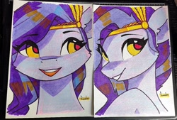 Size: 1280x866 | Tagged: safe, artist:freeedon, part of a set, pipp petals, pegasus, pony, g5, adorapipp, bust, cute, eye clipping through hair, female, headband, jewelry, mare, regalia, solo, traditional art