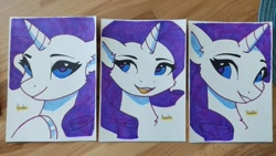 Size: 1280x722 | Tagged: safe, artist:freeedon, part of a set, rarity, pony, unicorn, g4, bust, solo, traditional art
