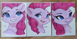 Size: 1280x662 | Tagged: safe, artist:freeedon, part of a set, pinkie pie, earth pony, pony, g4, bust, solo, traditional art