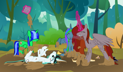 Size: 1219x716 | Tagged: safe, artist:byteslice edits, edit, editor:fauli1221, vector edit, oc, oc only, oc:azure star (fauli1221), oc:doc anubis, oc:funny jo, oc:light jet, alicorn, pony, g4, .svg available, alicorn oc, bangs, base used, cute, dirty, eyes closed, female, frown, grin, hair over eyes, hilarious in hindsight, horn, lol, lying down, magic, majestic as fuck, mare, missing accessory, mud, mud bath, on back, open mouth, rain, recolor, silly, silly pony, smiling, spread wings, svg, telekinesis, unamused, vector, weapons-grade cute, wet, wet mane, wings