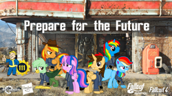 Size: 5360x3008 | Tagged: safe, artist:php170, oc, oc only, oc:ej, oc:firey ratchet, oc:gregory griffin, oc:hsu amity, oc:rainbow eevee, oc:shield wing, alicorn, dog, eevee, griffon, pegasus, pony, amityverse, fallout equestria, all bottled up, g4, :t, absurd resolution, alicorn oc, armor, bethesda, blue body, bracelet, brotherhood of steel, chest fluff, clothes, cute, daaaaaaaaaaaw, dogmeat, eevee pony, fallout, fallout 4, female, floppy ears, folded wings, full body, glasses, griffon oc, group, happy, hasbro, hasbro logo, hat, hooves, horn, jewelry, jumpsuit, logo, looking at you, looking down, male, mare, multicolored hair, multicolored mane, multicolored tail, not twilight sparkle, nuka cola, open mouth, open smile, pink eyes, pipboy, pokémon, ponytail, power armor, prepare for the future, purple eyes, rainbow, rainbow hair, simple background, smiling, smiling at you, solo, stallion, standing, tail, unshorn fetlocks, vault 111, vault boy, vault suit, vector, wall of tags, wings, workshop