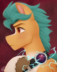 Size: 1040x1300 | Tagged: safe, artist:bcpony, hitch trailblazer, earth pony, pony, g5, corrupted, crystal, earth pony crystal, implied king sombra, male, possessed, solo, stallion