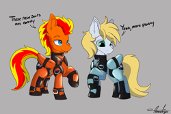 Size: 3000x2000 | Tagged: safe, artist:aurorafang, oc, oc:cutting chipset, oc:fireheart(fire), hybrid, pegabat, pegasus, pony, bondage, clothes, duo, fireheart76's latex suit design, gloves, high res, latex, latex boots, latex gloves, latex suit, rubber