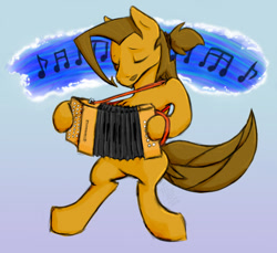 Size: 874x800 | Tagged: safe, artist:fidzfox, oc, oc only, earth pony, pony, accordion, eyes closed, music notes, musical instrument, solo