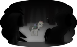 Size: 2712x1655 | Tagged: safe, artist:equestriaexploration, fortune favors, pony, g4, atg 2022, camera, dark, forest, newbie artist training grounds, saddle, snow, solo, tack