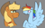 Size: 640x393 | Tagged: safe, artist:tezzbot, applejack, rainbow dash, earth pony, pegasus, pony, g4, lidded eyes, smiling