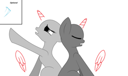 Size: 2916x1750 | Tagged: safe, artist:djdupstep15, oc, oc only, earth pony, pony, bald, base, duo, earth pony oc, eyes closed, female, horn, mare, raised hoof, simple background, white background, wings