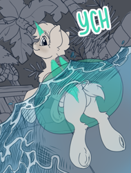 Size: 689x905 | Tagged: safe, artist:shinizavr, pony, commission, inner tube, solo, swimming, swimming pool, ych sketch, your character here