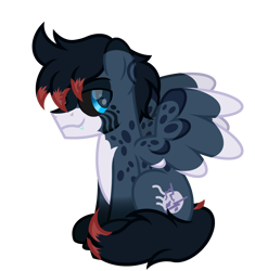 Size: 3200x3400 | Tagged: safe, artist:ponkus, oc, oc:moonstrike (paradox), pegasus, pony, artfight, fangs, high res, male, pegasus oc, simple background, solo, spots, stallion, transparent background, wings