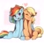 Size: 2048x2048 | Tagged: safe, artist:applesartt, applejack, rainbow dash, earth pony, pegasus, pony, g4, accessory swap, applejack's hat, cowboy hat, cute, dashabetes, duo, duo female, eye clipping through hair, female, freckles, hat, heart, high res, hug, jackabetes, lesbian, looking at you, mare, one eye closed, open mouth, raised hoof, ship:appledash, shipping, simple background, sitting, white background, winghug, wings, wink