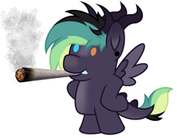 Size: 3200x2500 | Tagged: safe, artist:ponkus, oc, oc only, oc:party trigger, original species, pony, androgynous, drug use, drugs, galaxy beast, high res, joint, marijuana, meme, simple background, smoking, solo, transparent background