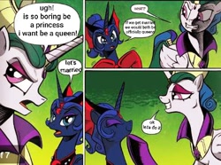 Size: 478x356 | Tagged: safe, edit, idw, official comic, princess celestia, princess luna, alicorn, pony, friendship is magic #20, g4, reflections, comic, evil celestia, evil counterpart, evil luna, female, incest, lesbian, mirror universe, ship:princest, shipping, siblings, sisters