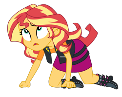 Size: 1900x1512 | Tagged: safe, artist:gmaplay, sunset shimmer, human, equestria girls, equestria girls specials, g4, my little pony equestria girls: better together, my little pony equestria girls: forgotten friendship, clothes, female, humans doing horse things, shoes, simple background, solo, tired, transparent background, vest