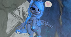 Size: 4000x2119 | Tagged: safe, oc, oc:musicora melody, pegasus, pony, open pony, 3d, bikini, clothes, ice, open mouth, pegasus oc, ribbon, second life, speech bubble, swimsuit, unshorn fetlocks