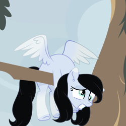 Size: 1280x1280 | Tagged: safe, artist:cindystarlight, oc, oc only, oc:lucy ghost, pegasus, pony, base used, derp, female, mare, solo, tree, tree branch