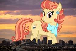 Size: 1024x691 | Tagged: safe, artist:cheezedoodle96, artist:thegiantponyfan, edit, aunt holiday, earth pony, pony, g4, arizona, clothes, ear piercing, earring, female, giant pony, giant/macro earth pony, giantess, highrise ponies, irl, jewelry, macro, mare, mega giant, phoenix (city), photo, piercing, ponies in real life, scarf