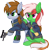 Size: 7259x7408 | Tagged: safe, artist:cyanlightning, oc, oc only, oc:littlepip, oc:wandering sunrise, pony, unicorn, fallout equestria, fallout equestria: dead tree, .svg available, absurd resolution, clothes, commissioner:solar aura, dexterous hooves, duo, ear fluff, gun, handgun, little macintosh, optical sight, revolver, scope, shotgun, simple background, sitting, transparent background, vector, weapon