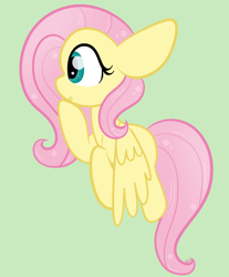 Size: 840x1016 | Tagged: safe, artist:sugarcloud12, fluttershy, pony, g4, big ears, cute, daaaaaaaaaaaw, green background, shyabetes, simple background, solo